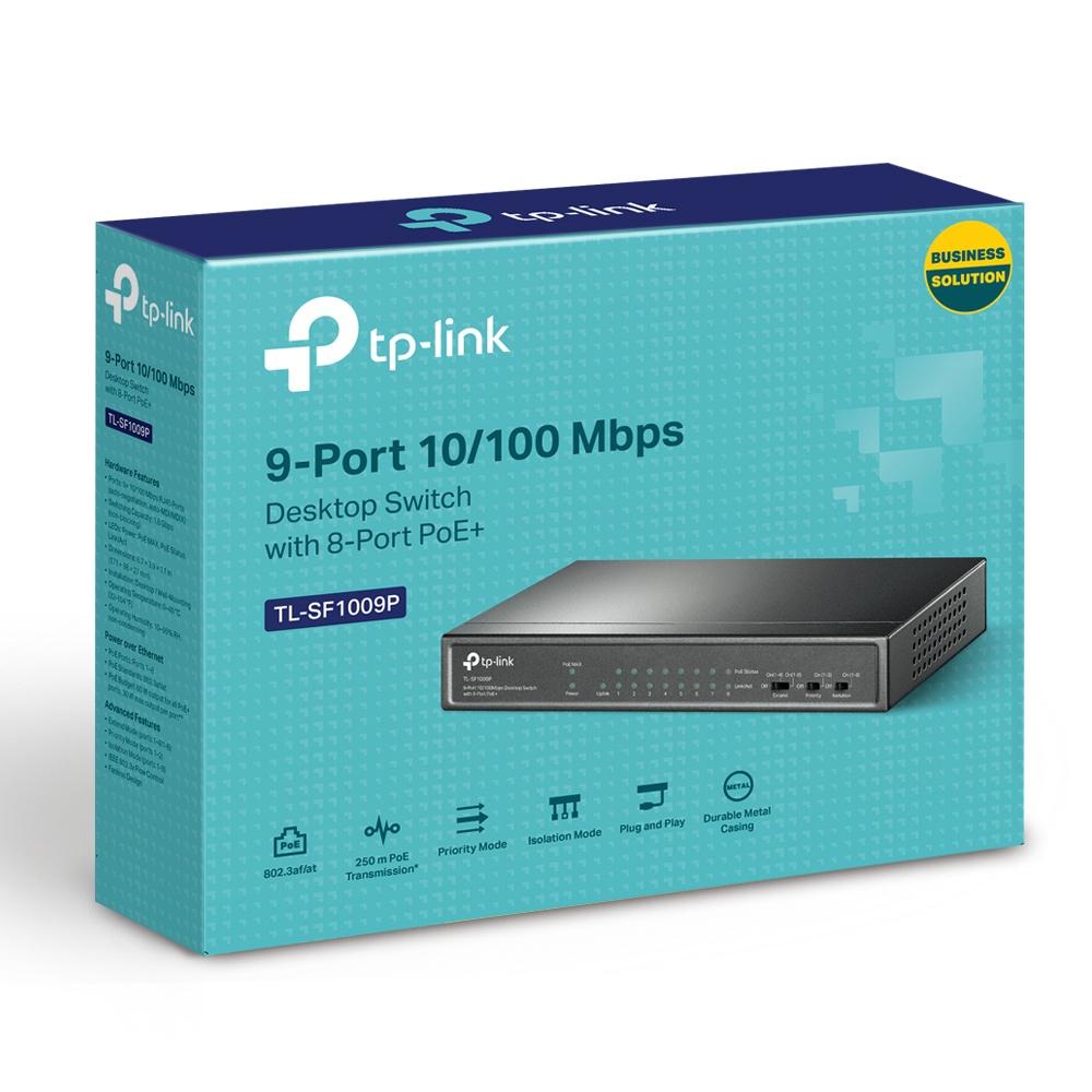 TP-LINK 9-Port With 8-Port PoE+ 10/100Mbps Desktop Switch TL-SF1009P