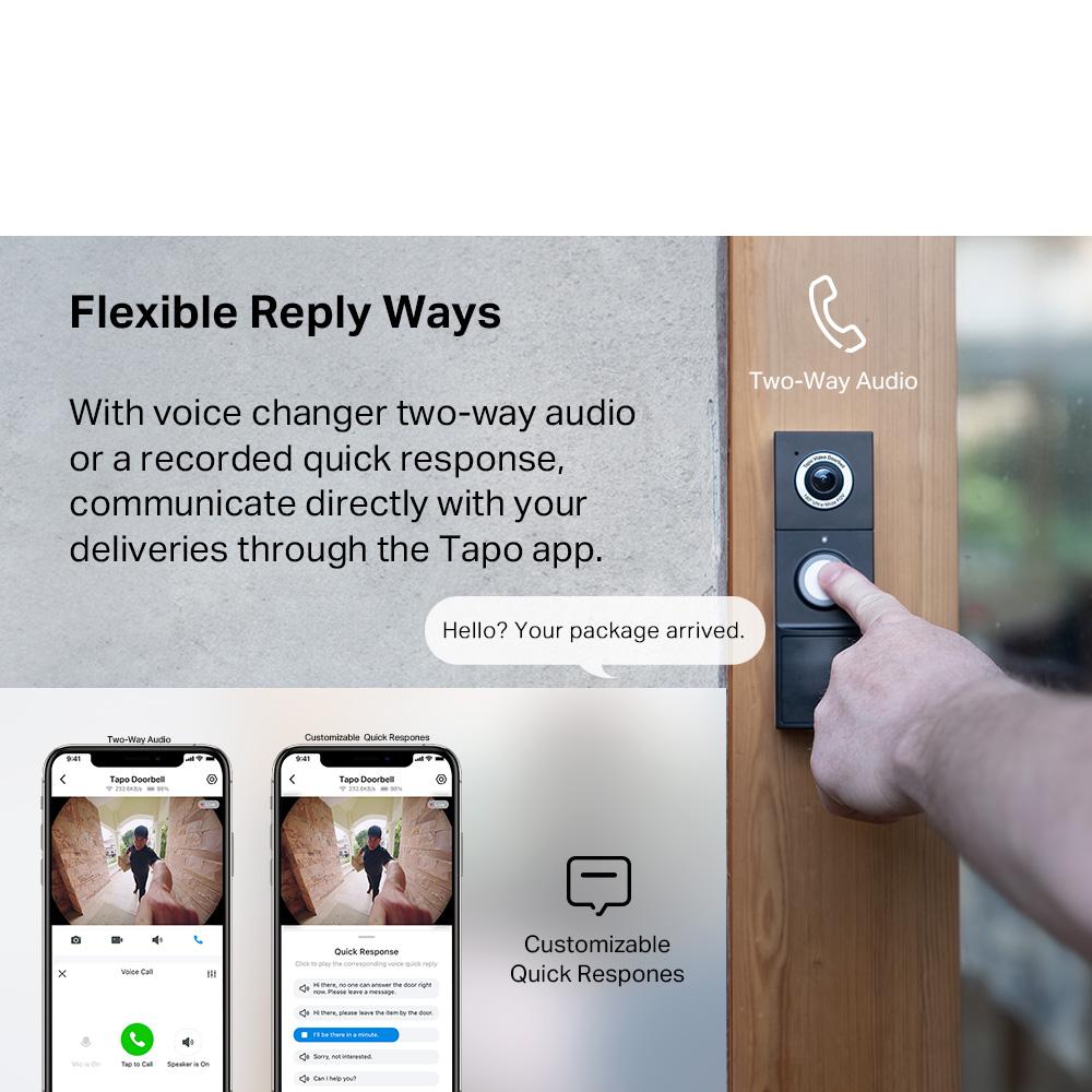 TP-Link Tapo D235 Smart Video Doorbell Camera 2K5MP Resolution Full Color Night Vision with Starlight Sensor & Waterproof
