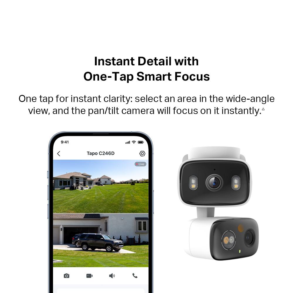 TP-Link Smart Dual-Lens 2K WiFi Security Camera, Outdoor/Indoor Pan Tilt AI Tracking Camera with Color Night Tapo TC34/C246D
