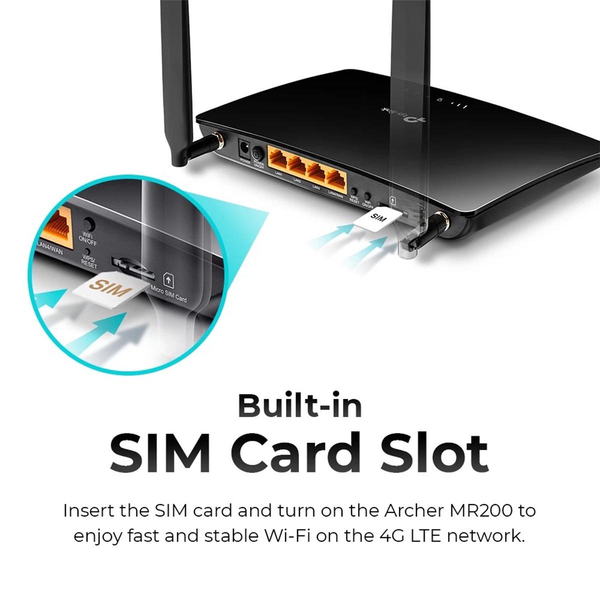 TP-LINK Archer MR200 AC750(2.4Ghz+5Ghz) Dual Band 4G LTE Wifi Sim Card Router Modem For Singtel/Starhub/M1/Myrepublic