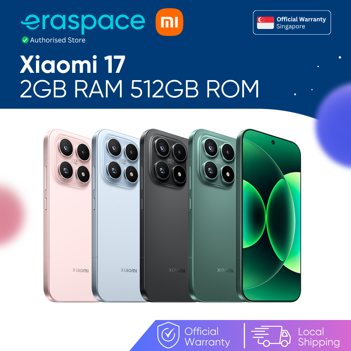 Xiaomi 17 12GB + 512GB | Snapdragon 8 Elite Gen 5, 6.3" OLED - Eraspace
