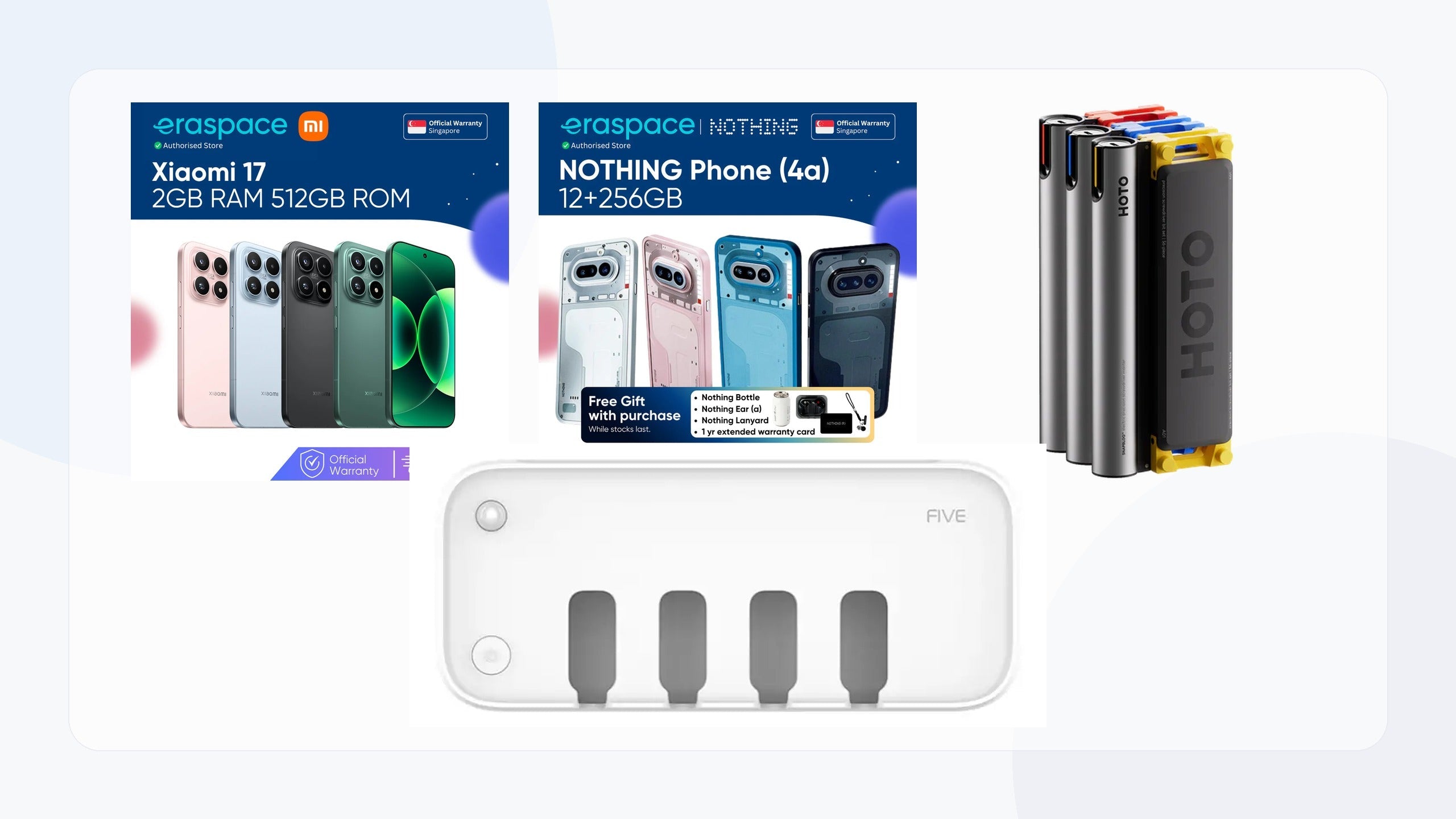 Eraspace Singapore Brand Guide: Xiaomi, Nothing, HOTO, FIVE and More — Eraspace Singapore