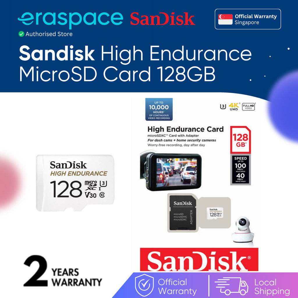 Sandisk MicroSD card High Endurance card with Adapter for Dashcam & CCTV, IP Camera 128GB 256GB - Eraspace