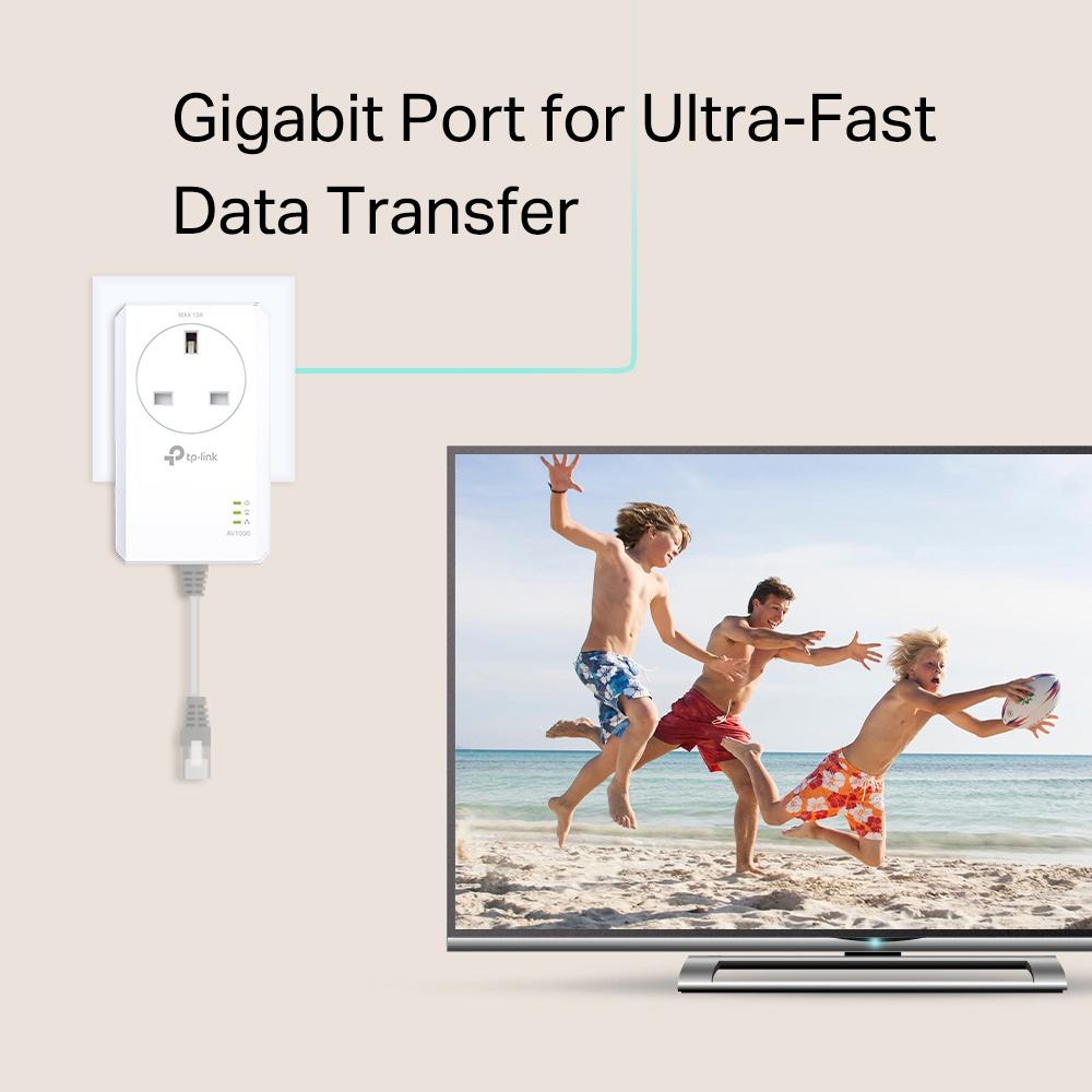 TP-LINK TL-PA7017P KIT AV1000 HomePlug AV2 MU-MIMO Gigabit Passthrough Powerline Starter Kit