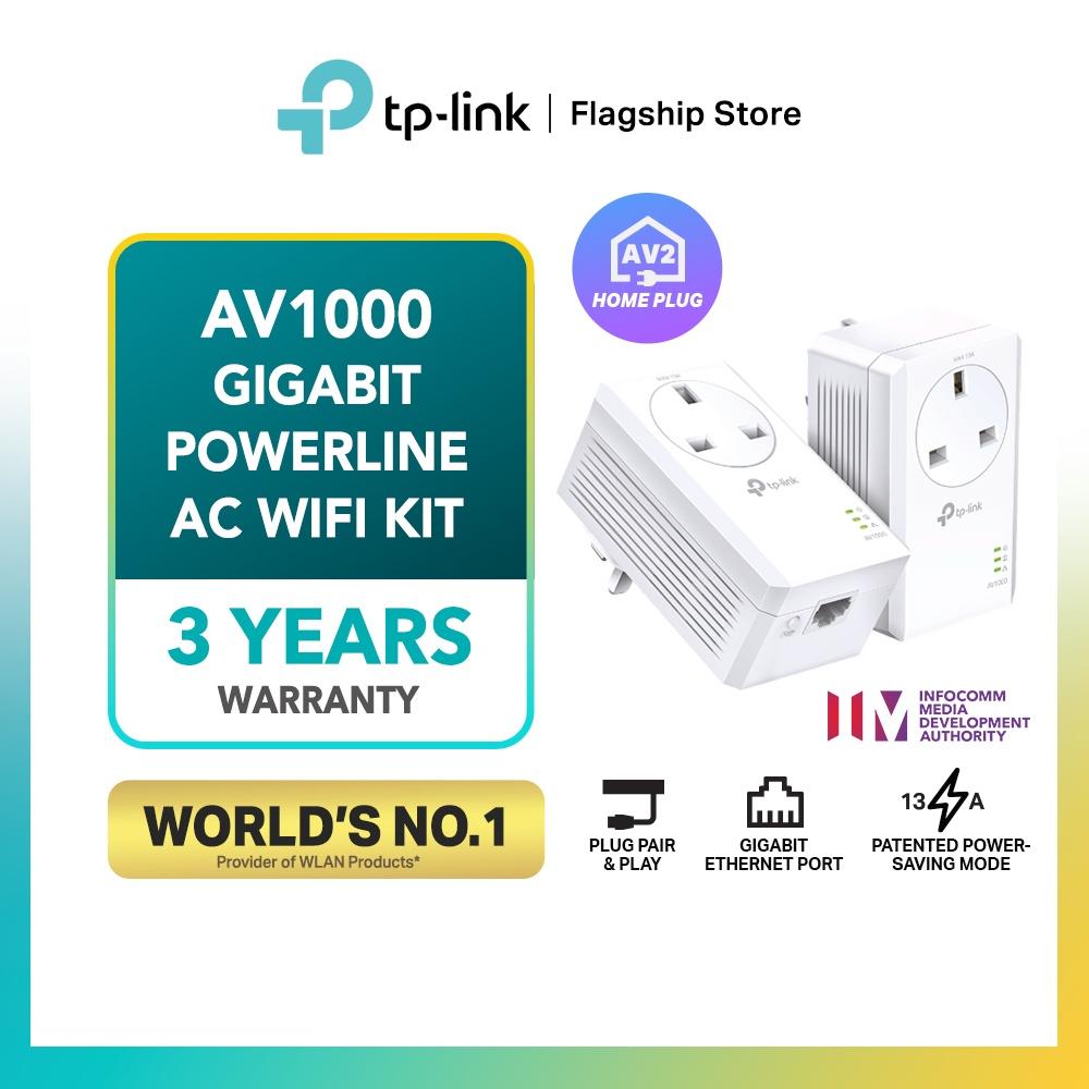 TP-LINK TL-PA7017P KIT AV1000 HomePlug AV2 MU-MIMO Gigabit Passthrough Powerline Starter Kit