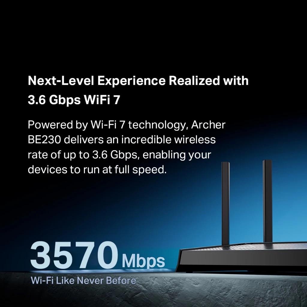 [Wi-Fi 7] TP-Link Wi-Fi 7 9.3Gbps Tril-Band Wide Coverage EasyMesh MLO 2.5G Port Wifi Router Archer BE230/BE400/BE550/BE700/BE800
