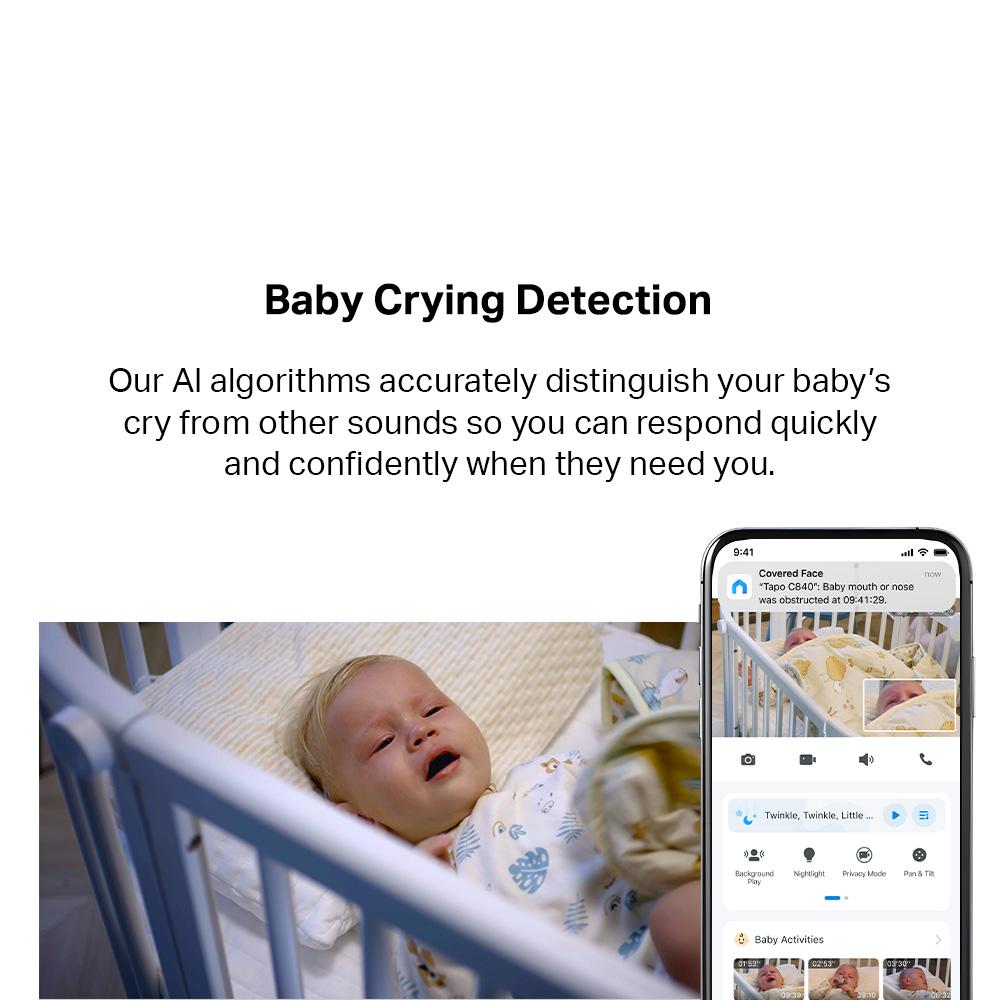 TP-Link Tapo C840 Baby Monitor 2K4MP+1080p , Smart WIFI Camera Baby Cry Detection, Night Vision, 2-Way Audio