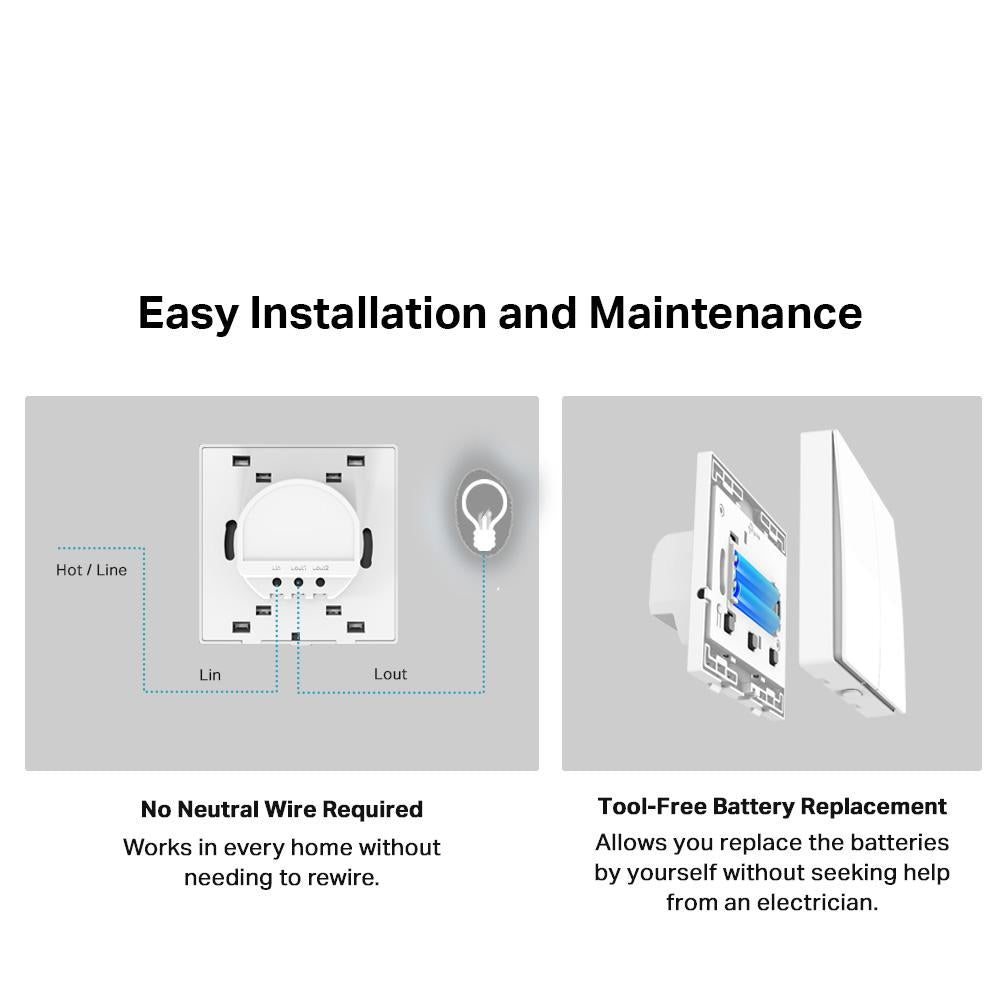 TP-Link Tapo Smart Light Switch No Neutral Wire No Capacitor Needed Smart Wall Light S220