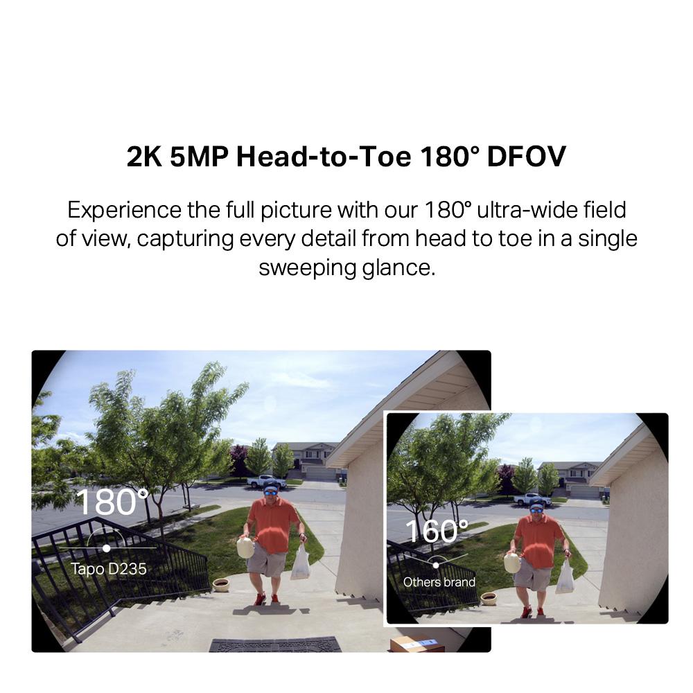 TP-Link Tapo D235 Smart Video Doorbell Camera 2K5MP Resolution Full Color Night Vision with Starlight Sensor & Waterproof
