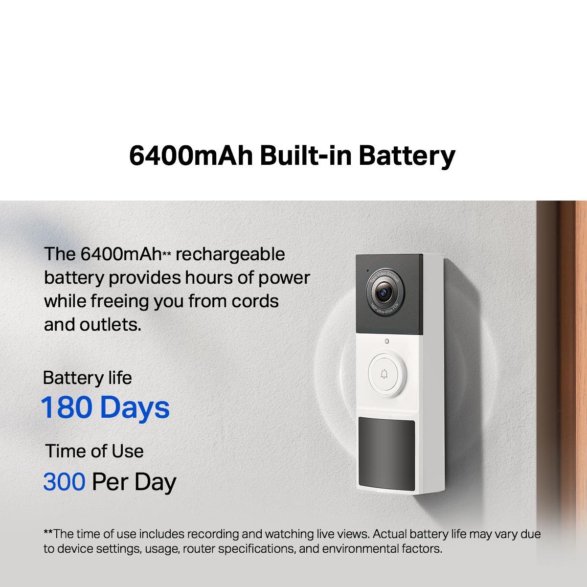 TP-Link Tapo Wireless Smart Doorbell TD21(D210) WiFi Camera 2K QHD AI Detection Full Color Night Vision Waterproof