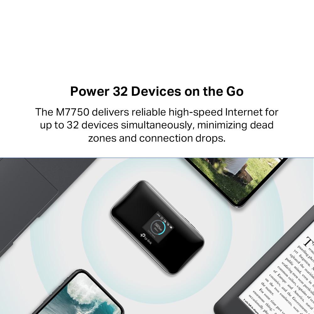 TP-LINK M7750 600 Mbps LTE Mobile Travel WiFi Router MiFi Hotspot with Sim Slot 4G LTE Support 32 Devices 3280mAh Battery