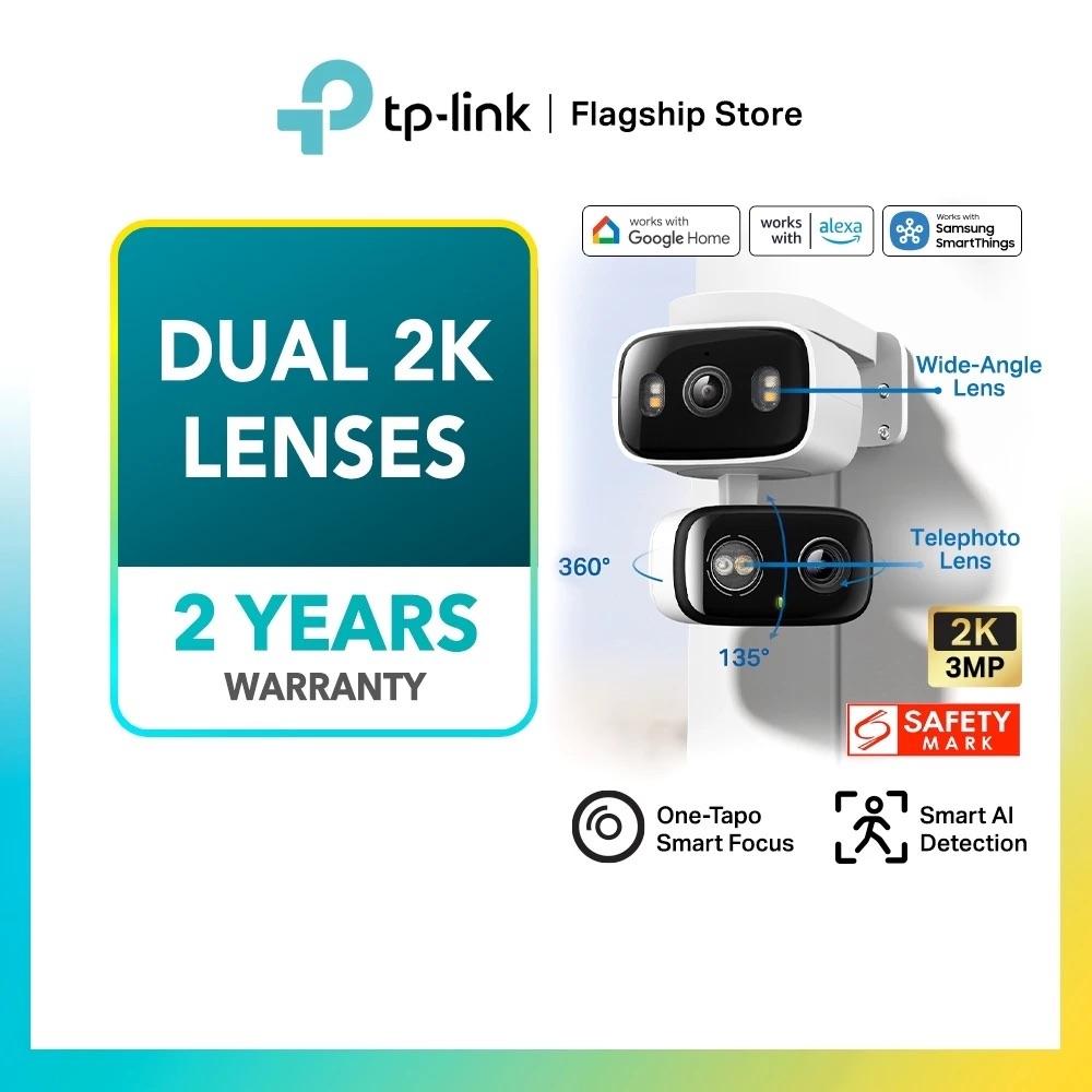 TP-Link Smart Dual-Lens 2K WiFi Security Camera, Outdoor/Indoor Pan Tilt AI Tracking Camera with Color Night Tapo TC34/C246D