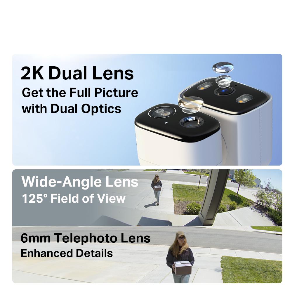 TP-Link Smart Dual-Lens 2K WiFi Security Camera, Outdoor/Indoor Pan Tilt AI Tracking Camera with Color Night Tapo TC34/C246D