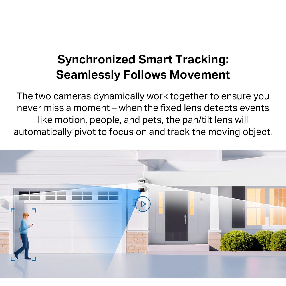 TP-Link Smart Dual-Lens 2K WiFi Security Camera, Outdoor/Indoor Pan Tilt AI Tracking Camera with Color Night Tapo TC34/C246D
