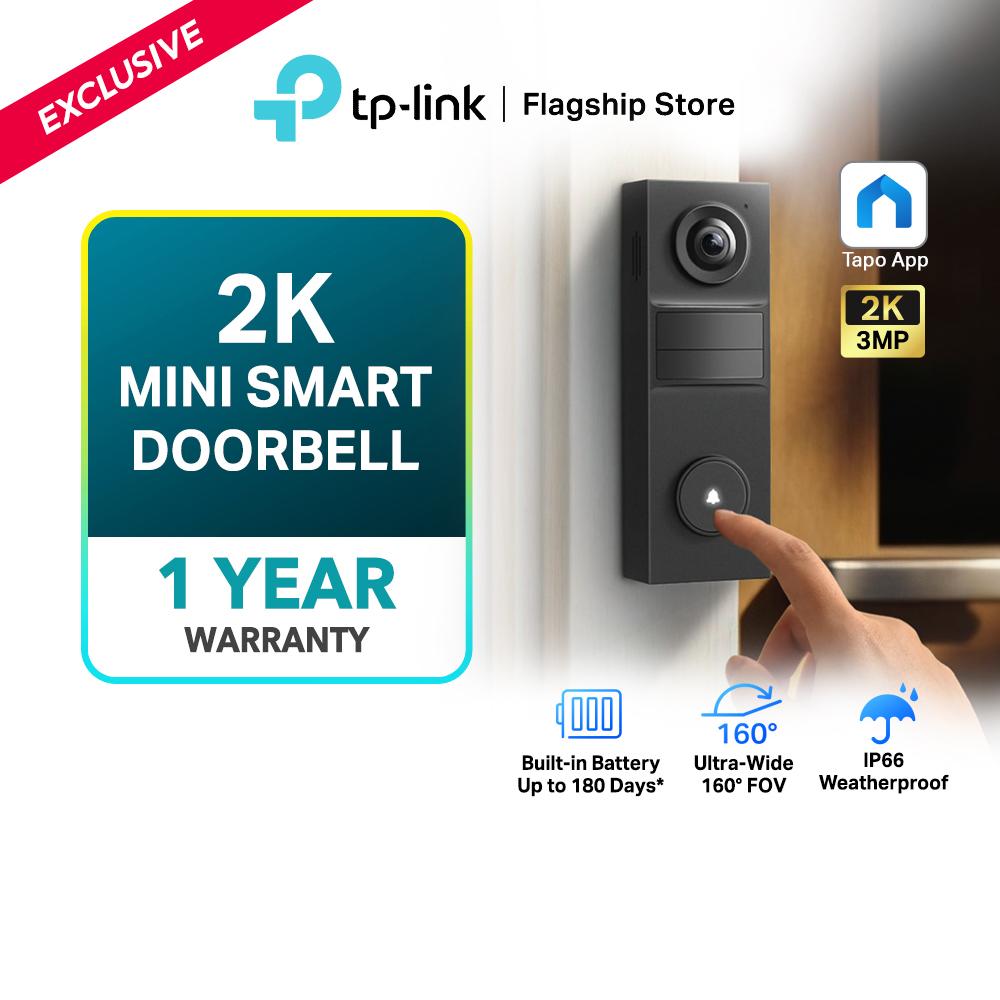 TP-Link Tapo D205 Smart Video Doorbell Mini 2K3MP Night Vision Waterproof Two-Way Audio AI Detection with 1 Year Local Warranty