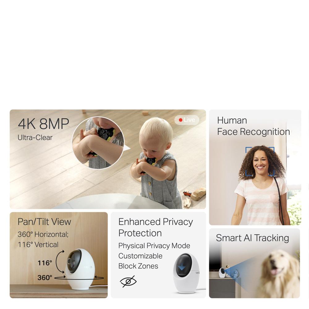 TP-Link 4K 8MP Ultra HD AI Face Detection 360° Pan Tilt Privacy Shield Night Vision Smart CCTV WiFi Camera Tapo C260