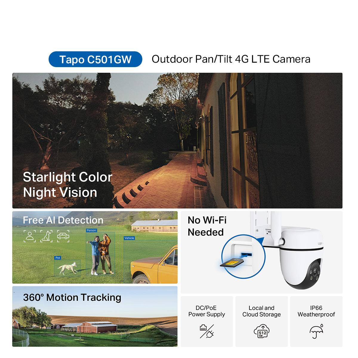 TP-Link Tapo Outdoor 4G LTE Camera C501GW With Sim Card Slot Security Network CCTV Camera