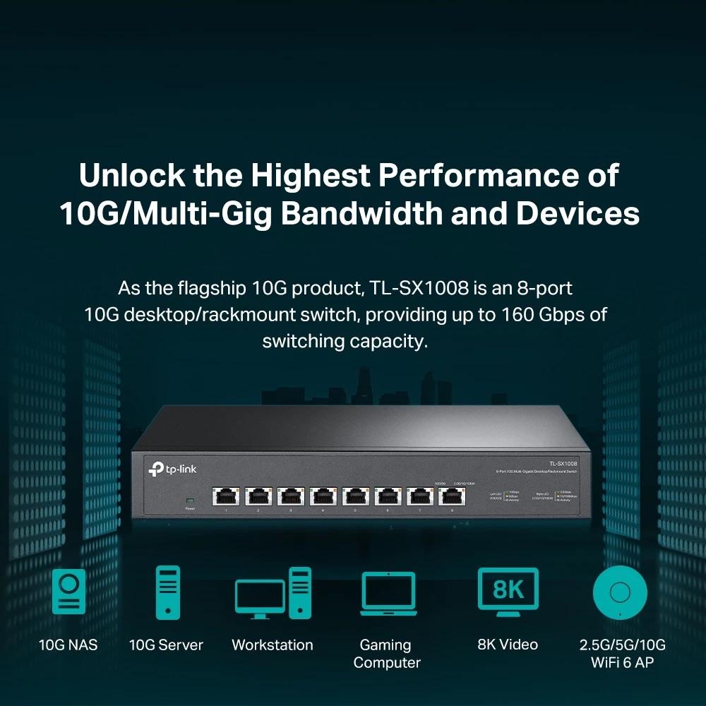 TP LINK 8-Port 10G Desktop Plug and Play Switch- TL-SX1008
