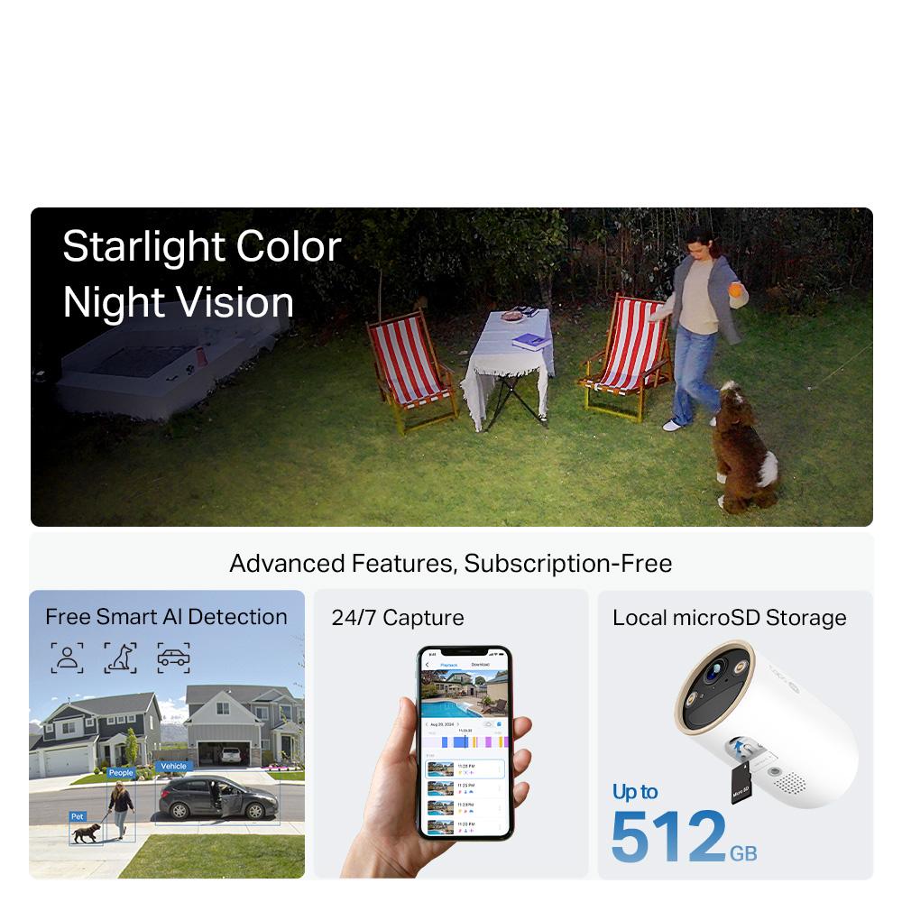Tapo 4K8MP Wireless Indoor/Outdoor Waterproof Wifi Camera C460 Kit Smart Security CCTV IP Camera