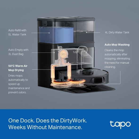 TP-Link Tapo RV50 Omni Robot Vacuum & Mop + All-in-One Omni Dock
