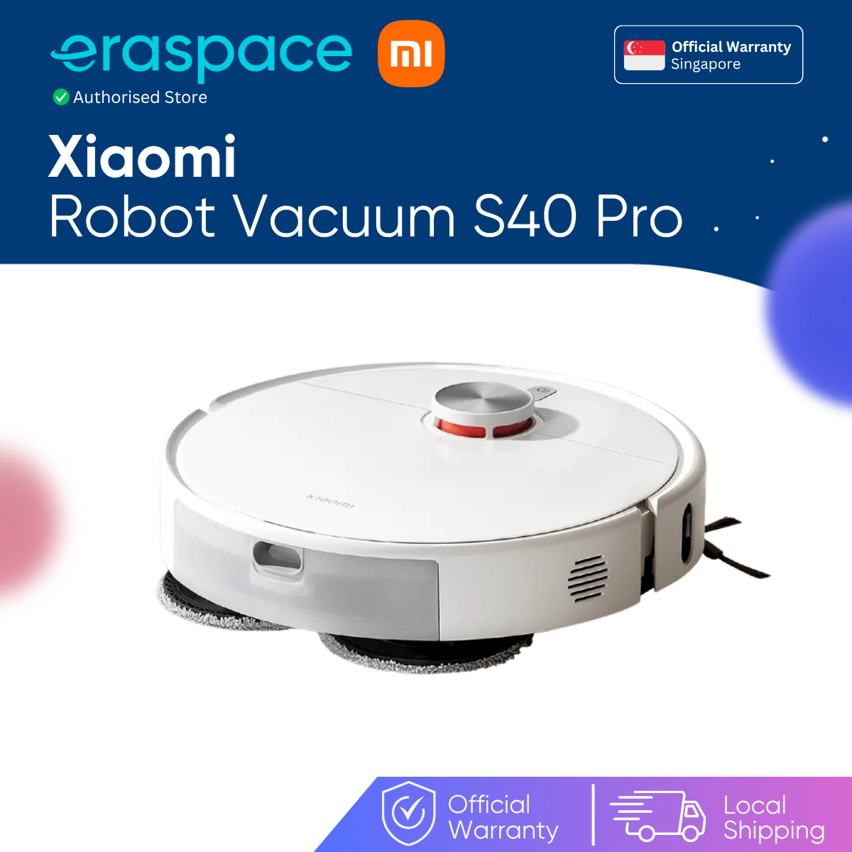 Eraspace [New] Xiaomi Robot Vacuum S40 Pro | 15000Pa powerful suction fan blower, Smart carpet cleaning at Eraspace Singapore