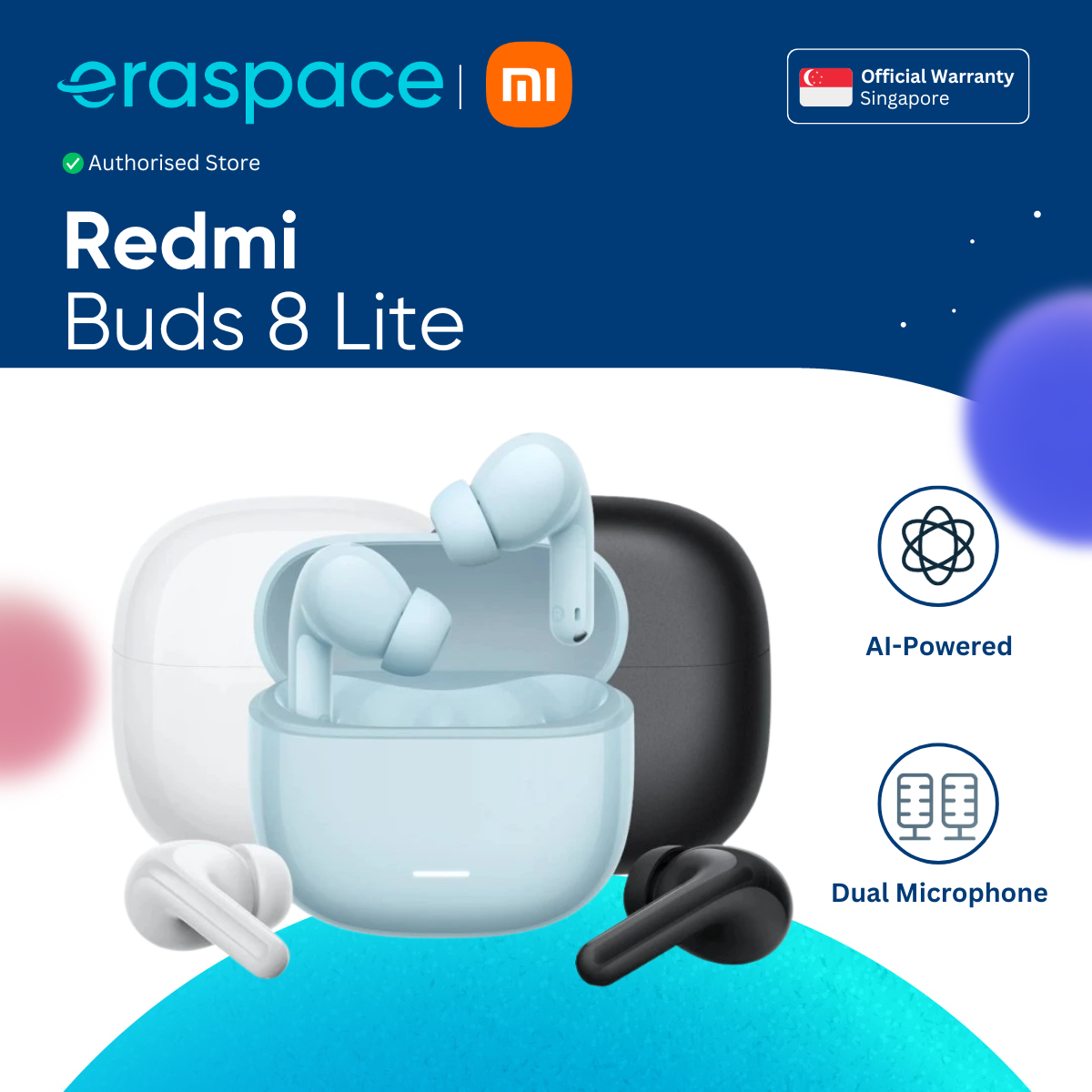 Eraspace Redmi Buds 8 Lite | ANC Wireless Earbuds with 12.4mm Driver & 36H Battery product image at Eraspace Singapore
