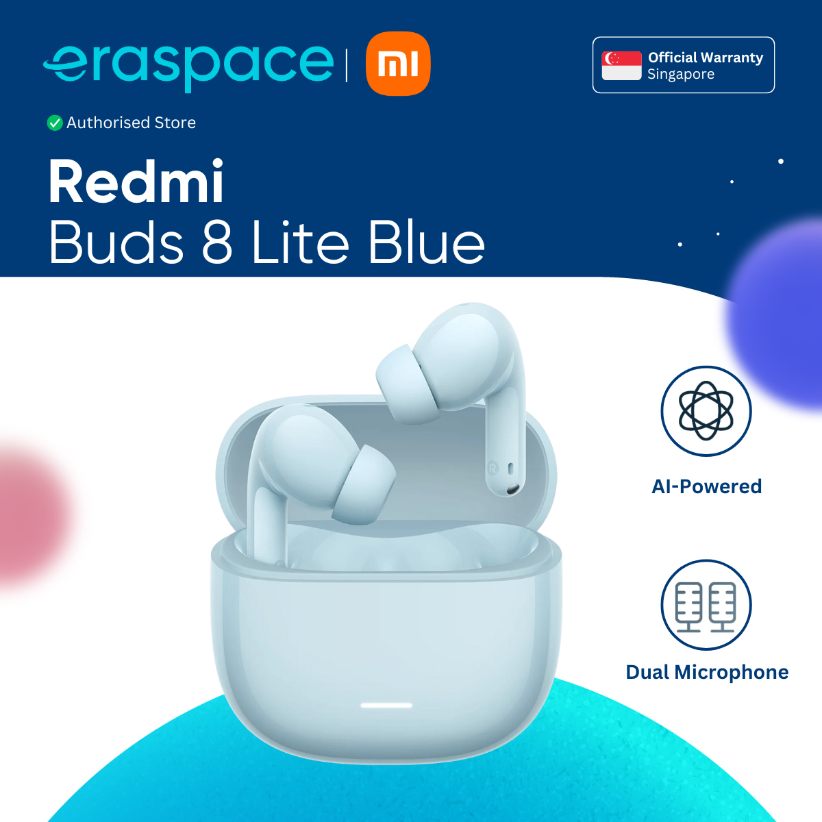 Eraspace Redmi Buds 8 Lite | ANC Wireless Earbuds with 12.4mm Driver & 36H Battery product image at Eraspace Singapore