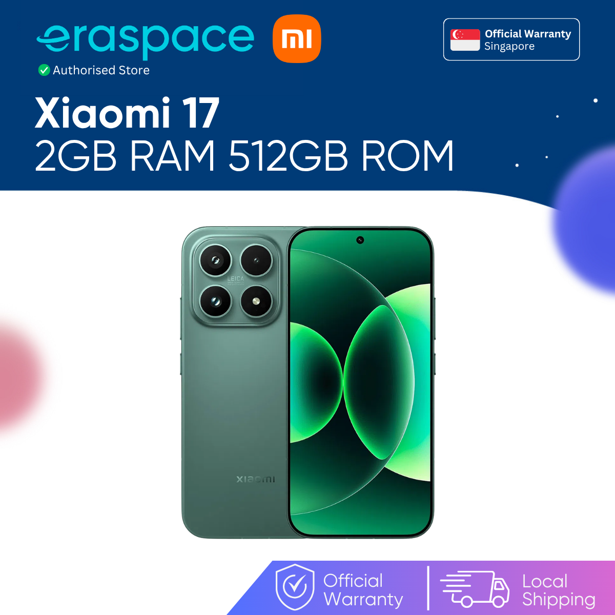 Eraspace Xiaomi 17 12GB + 512GB | Snapdragon 8 Elite Gen 5, 6.3" OLED product image at Eraspace Singapore