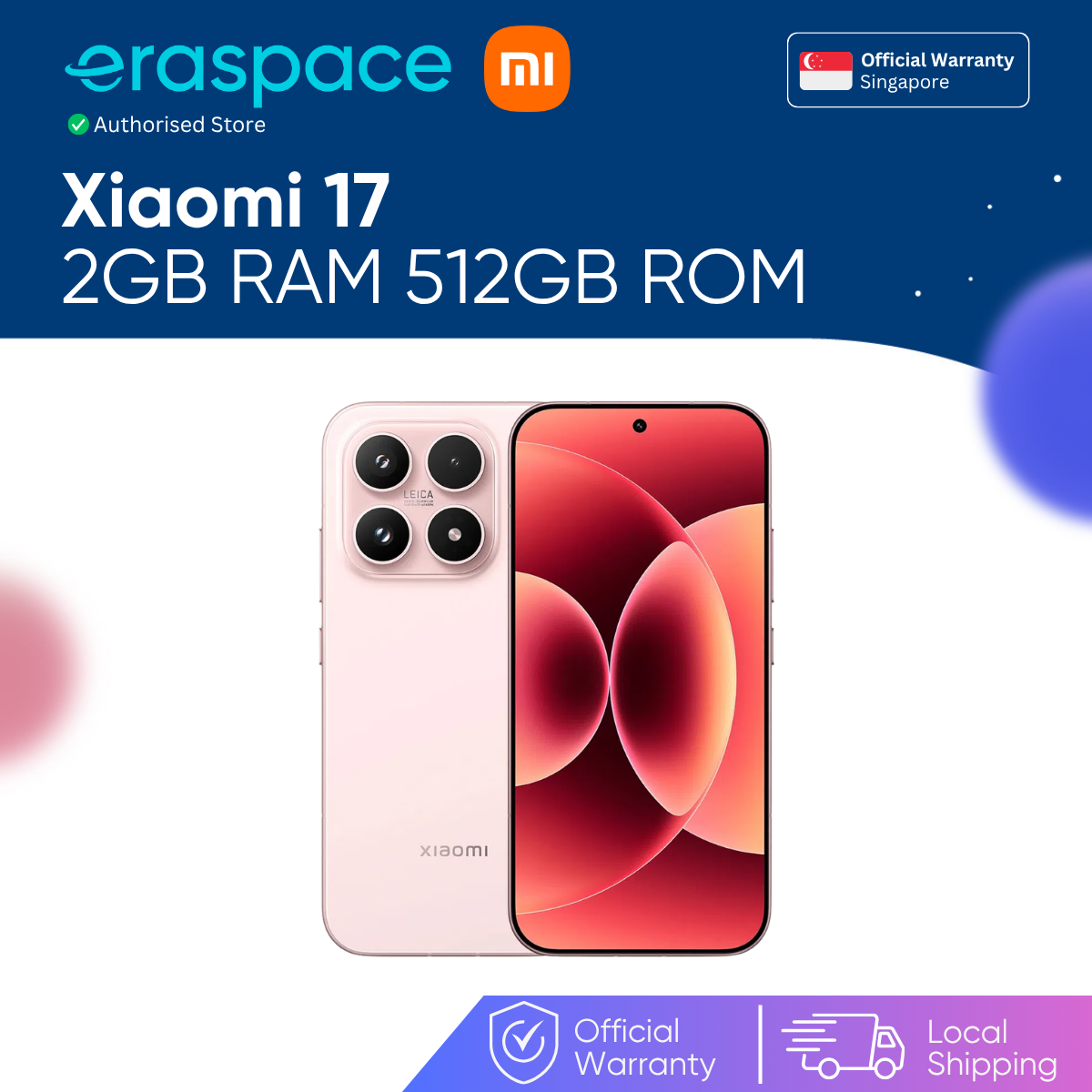 Eraspace Xiaomi 17 12GB + 512GB | Snapdragon 8 Elite Gen 5, 6.3" OLED product image at Eraspace Singapore