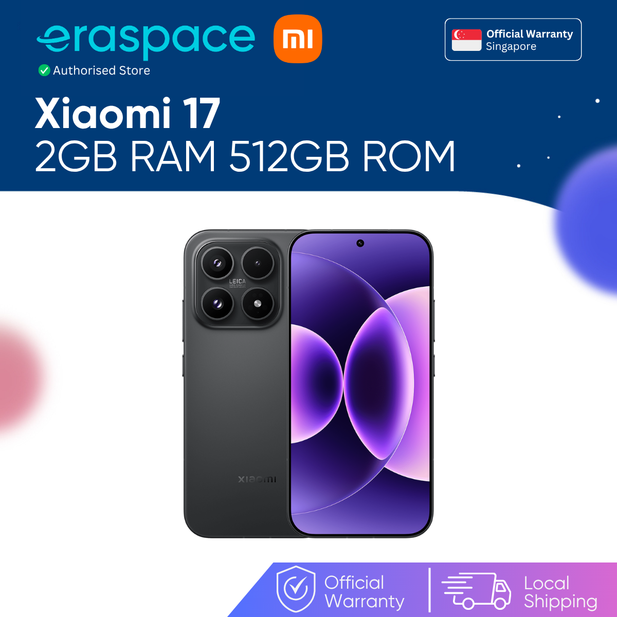 Eraspace Xiaomi 17 12GB + 512GB | Snapdragon 8 Elite Gen 5, 6.3" OLED product image at Eraspace Singapore