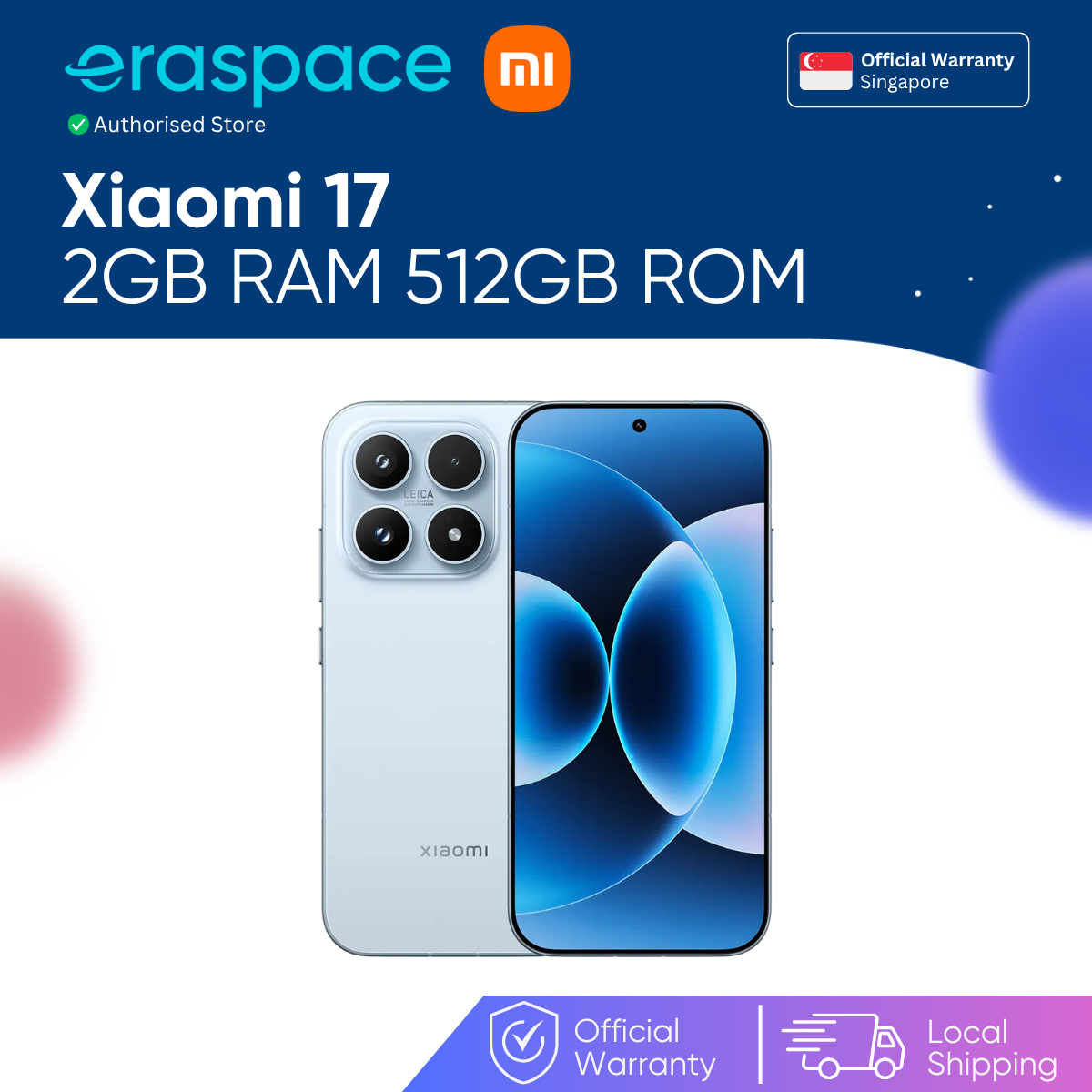 Eraspace Xiaomi 17 12GB + 512GB | Snapdragon 8 Elite Gen 5, 6.3" OLED product image at Eraspace Singapore