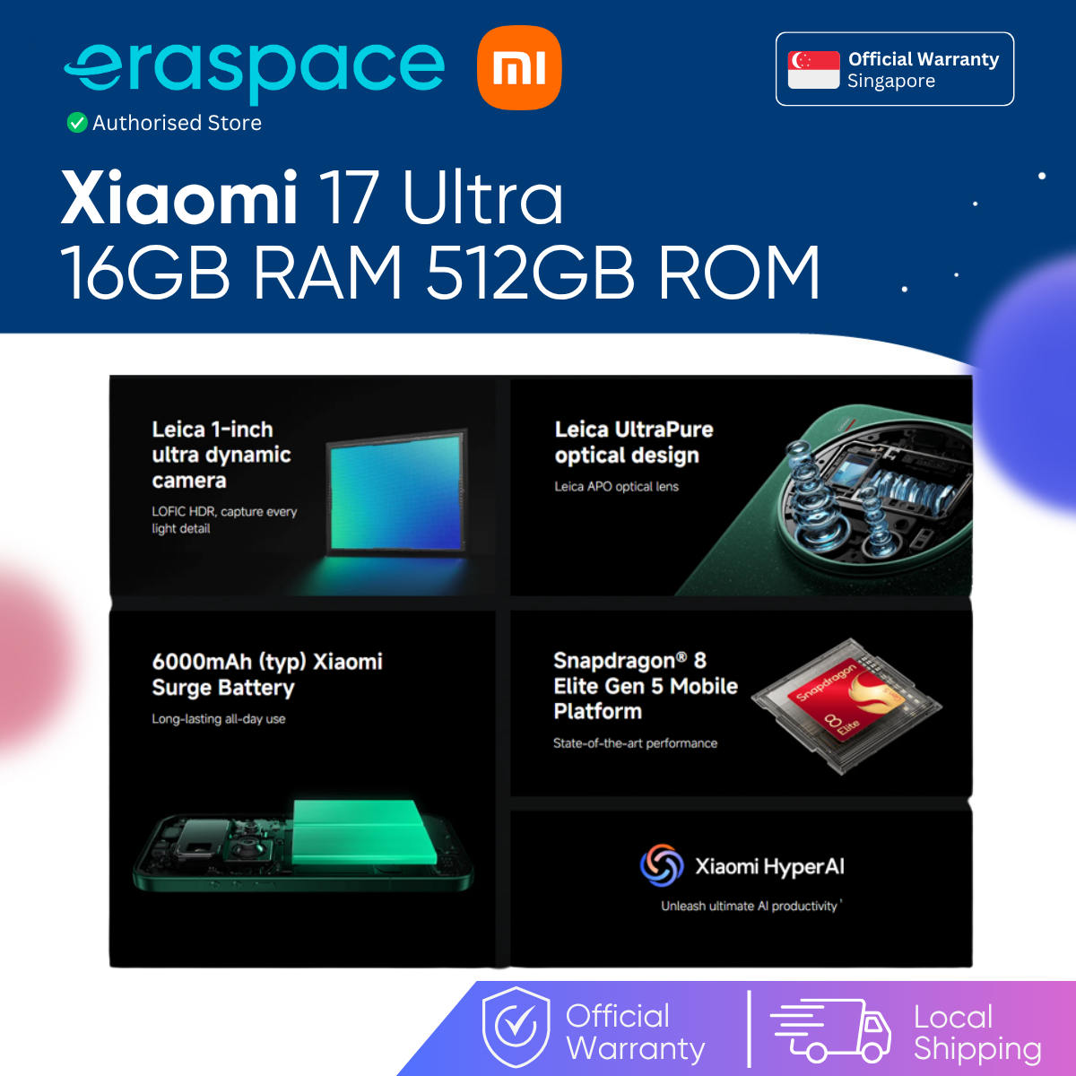 Eraspace Xiaomi 17 Ultra 16GB RAM 512GB ROM product image at Eraspace Singapore